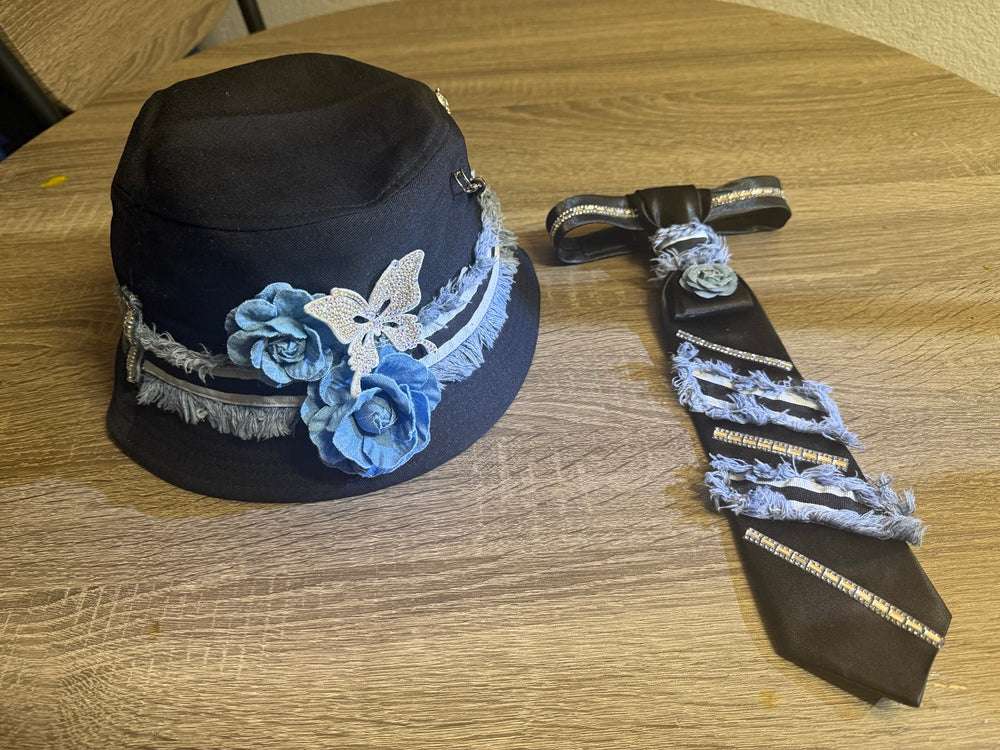 Original handmade tie and matching hat by Tied Together Boutique