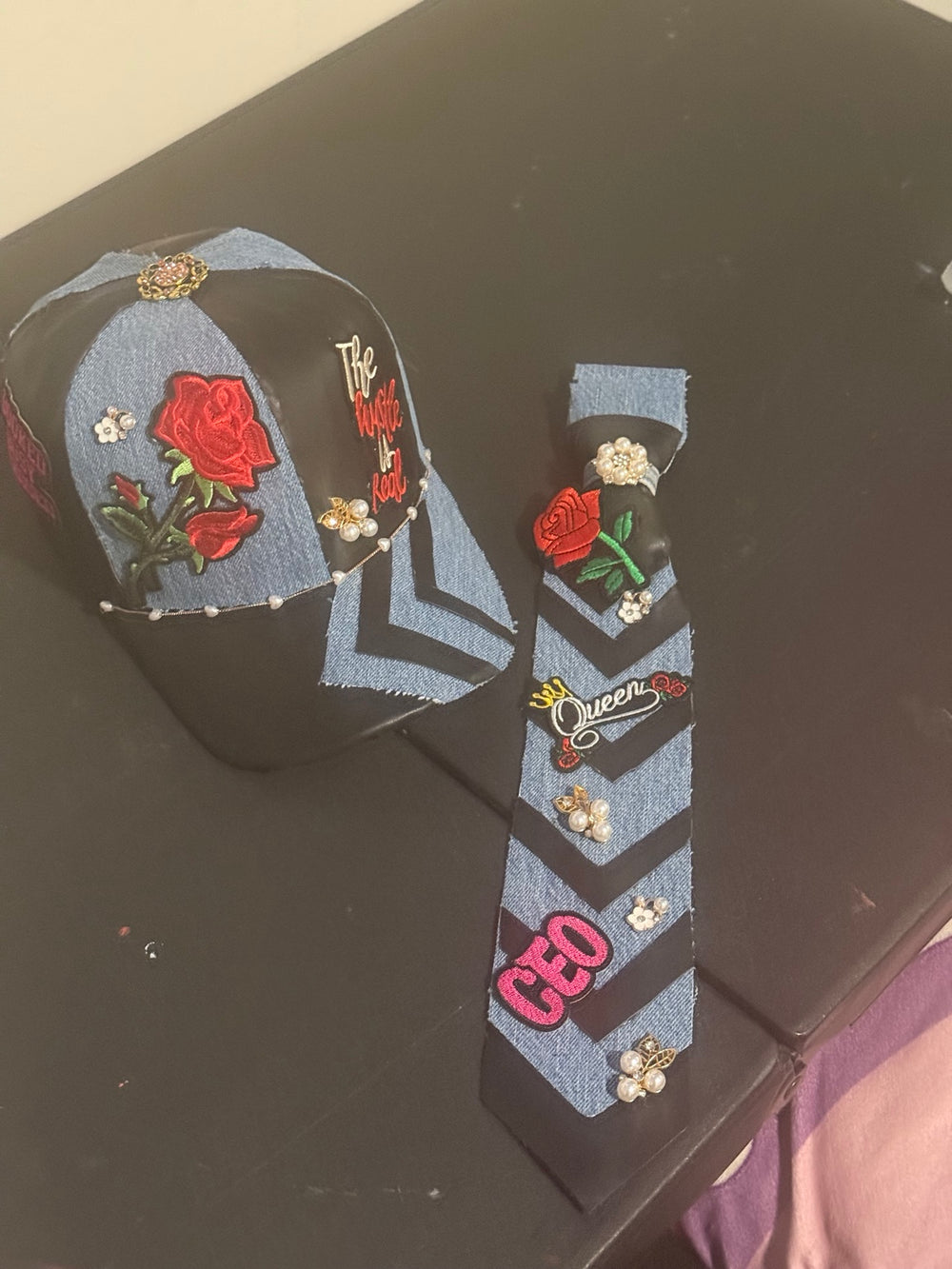 Original handmade tie and matching hat by Tied Together Boutique