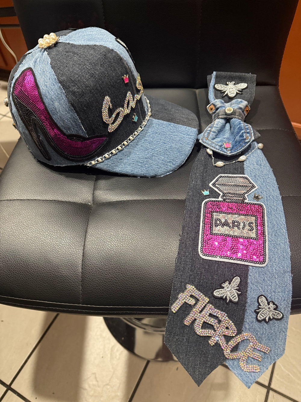 Original handmade tie and matching hat by Tied Together Boutique