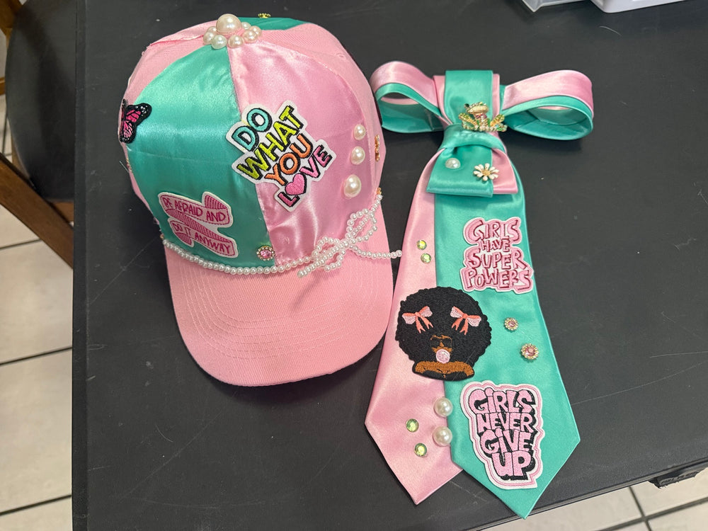 Original handmade tie and matching hat by Tied Together Boutique
